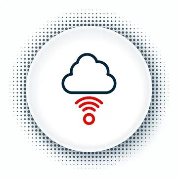 Line Network cloud connection icon isolated on white background. Social イラスト素材