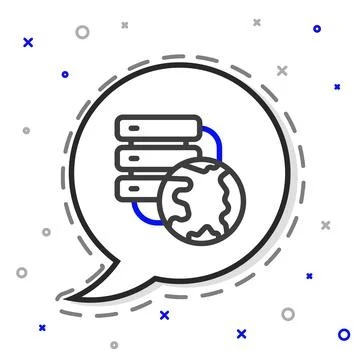 Line Network cloud connection icon isolated on white background. Social イラスト素材