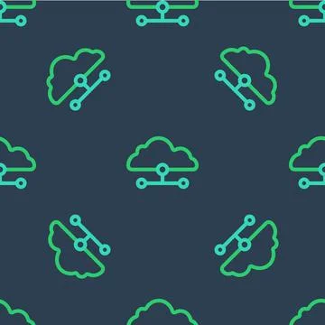Line Network cloud connection icon isolated seamless pattern on blue backgrou Stock Illustration