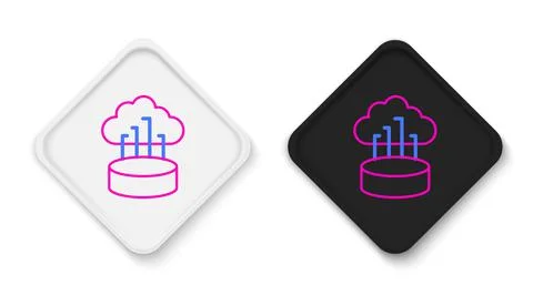 Line Network cloud connection icon isolated on white background. Social techn Stock Illustration