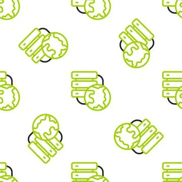 Line Network cloud connection icon isolated seamless pattern on white background Stock Illustration
