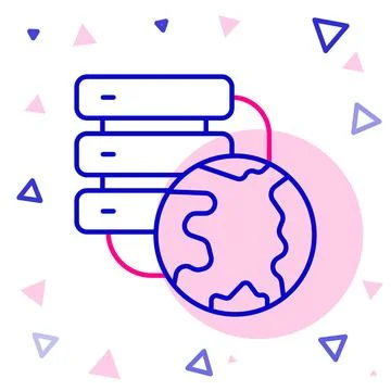 Line Network cloud connection icon isolated on white background. Social techn イラスト素材