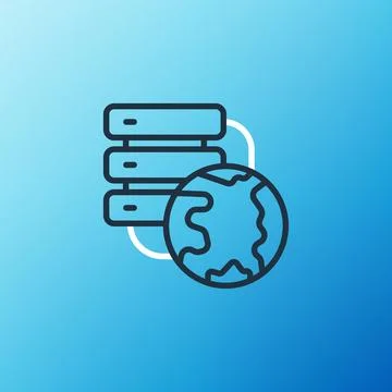 Line Network cloud connection icon isolated on blue background. Social tech.. イラスト素材