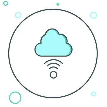 Line Network cloud connection icon isolated on white background. Social tec.. イラスト素材