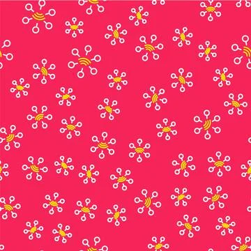 Line Network icon isolated seamless pattern on red background. Global network Stockillustratie
