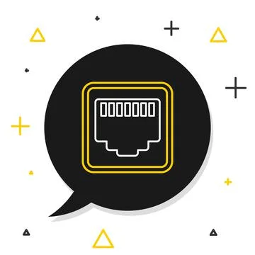 Line Network port - cable socket icon isolated on white background. LAN Stock Illustration