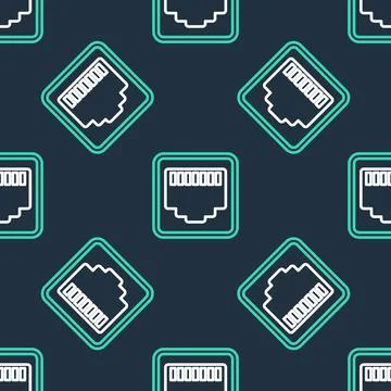 Line Network port - cable socket icon isolated seamless pattern on black 스톡 일러스트