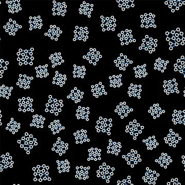 Line Neural network icon isolated seamless pattern on black background Stock Illustration