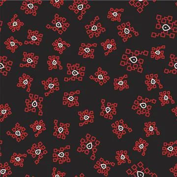 Line Neural network icon isolated seamless pattern on black background Ilustración de archivo