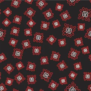 Line Neural network icon isolated seamless pattern on black background 스톡 일러스트