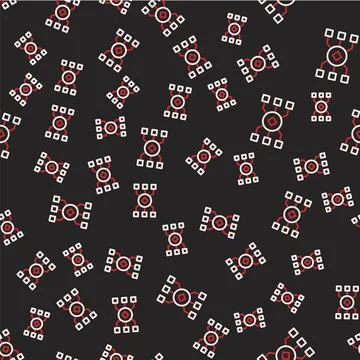 Line Neural network icon isolated seamless pattern on black background Stock Illustration
