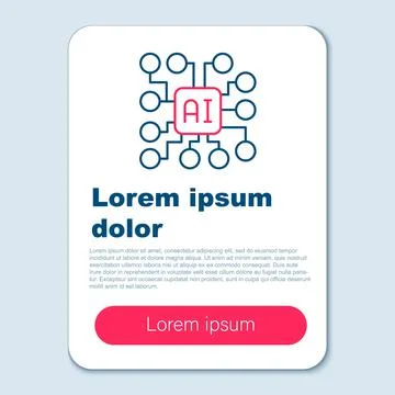Line Neural network icon isolated on grey background. Artificial intelligence Stock Illustration