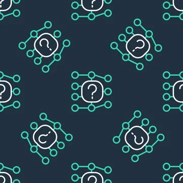Line Neural network icon isolated seamless pattern on black background. Art.. Stock Illustration