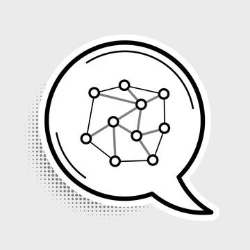 Line Neural network icon isolated on grey background. Artificial Intelligence Stock Illustration