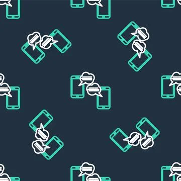Line New chat messages notification on phone icon isolated seamless pattern on 库存插图