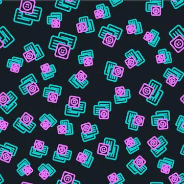 Line New chat messages notification on laptop icon isolated seamless pattern on Stock Illustration