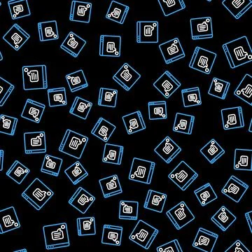 Line New chat messages notification icon isolated seamless pattern on black Stock Illustration