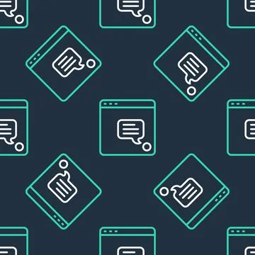 Line New chat messages notification icon isolated seamless pattern on black 库存插图