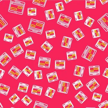 Line New chat messages notification on laptop icon isolated seamless pattern on Illustrazione stock