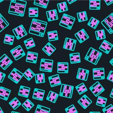 Line New chat messages notification on laptop icon isolated seamless pattern on Stock Illustration