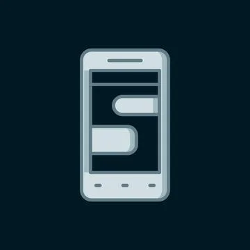 Line New chat messages notification on phone icon isolated on black backgro.. Stock Illustration