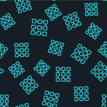 Line NFT blockchain technology icon isolated seamless pattern on black Illustrazione stock