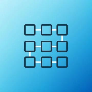 Line NFT blockchain technology icon isolated on blue background. Non fungib.. Stock Illustration