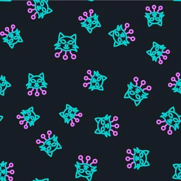 Line NFT Digital crypto art icon isolated seamless pattern on black backgroun Stock Illustration