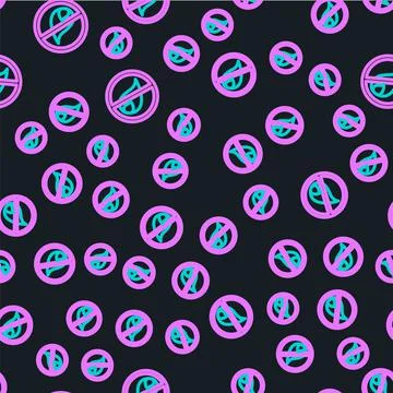 Line No fire icon isolated seamless pattern on black background. Fire 스톡 일러스트