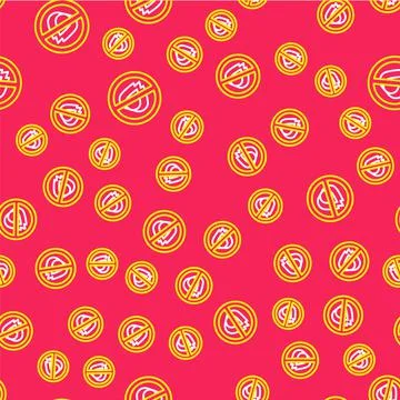 Line No fire icon isolated seamless pattern on red background. Fire prohibition Illustrazione stock