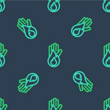 Line No fire icon isolated seamless pattern on blue background. Fire prohibition 库存插图