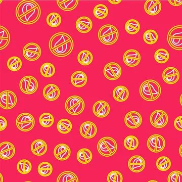 Line No fire icon isolated seamless pattern on red background. Fire prohibi.. Stockillustratie