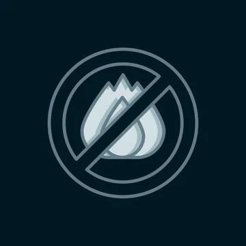 Line No fire icon isolated on black background. Fire prohibition and forbid.. Stock Illustration