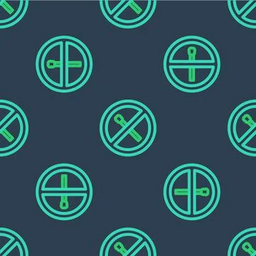 Line No fire match icon isolated seamless pattern on blue background. No open Stockillustratie
