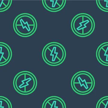 Line No lightning icon isolated seamless pattern on blue background. No 스톡 일러스트