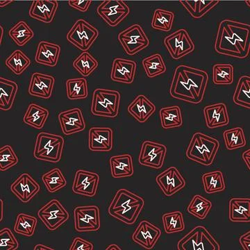 Line No lightning icon isolated seamless pattern on black background. No el.. イラスト素材