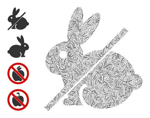 Line No Rabbit Icon Vector Mosaic Stock Illustration