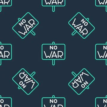 Line No war icon isolated seamless pattern on black background. The peace symbol 스톡 일러스트
