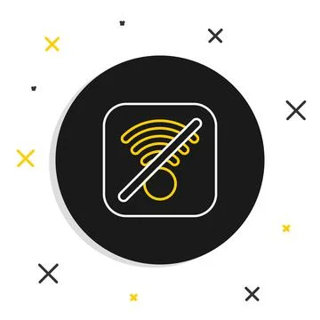 Line No Wi-Fi wireless internet network symbol icon isolated on white background Stock Illustration