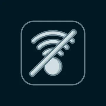Line No Wi-Fi wireless internet network symbol icon isolated on black backg.. Stock Illustration