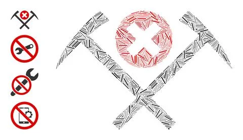 Line No Work Icon Vector Mosaic Illustrazione stock