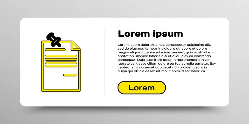 Line Note paper with pinned pushbutton icon isolated on white background. M.. Stock Illustration