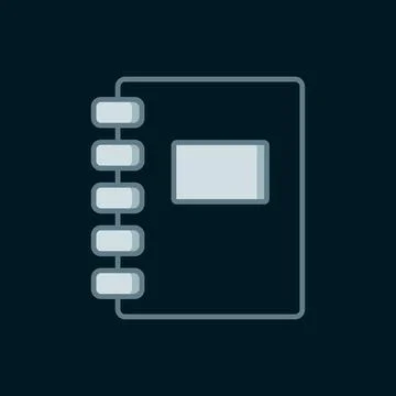 Line Notebook icon isolated on black background. Spiral notepad icon. Schoo.. Stock Illustration