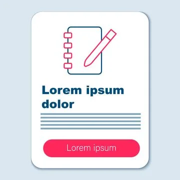 Line Notebook icon isolated on grey background. Spiral notepad icon. School.. 스톡 일러스트