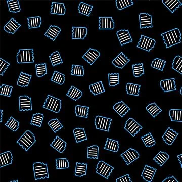 Line Notebook icon isolated seamless pattern on black background. Spiral notepad 스톡 일러스트