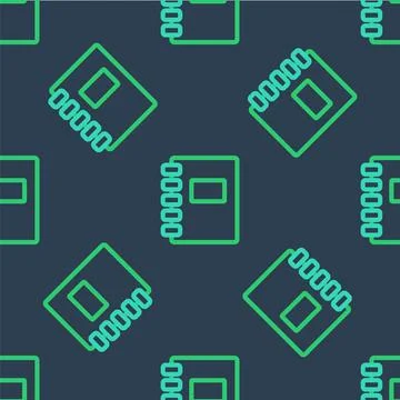 Line Notebook icon isolated seamless pattern on blue background. Spiral notepad イラスト素材