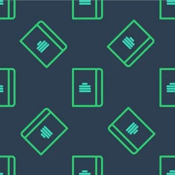 Line Notebook icon isolated seamless pattern on blue background. Spiral not.. Stock Illustration
