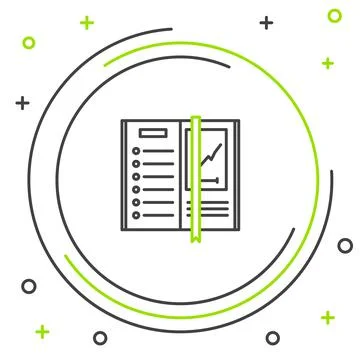 Line Notebook icon isolated on white background. Spiral notepad icon. Writing Stock Illustration