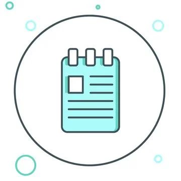 Line Notebook icon isolated on white background. Spiral notepad icon. Schoo.. Stock Illustration