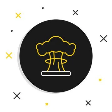 Line Nuclear explosion icon isolated on white background. Atomic bomb. Symbol of Stock Illustration